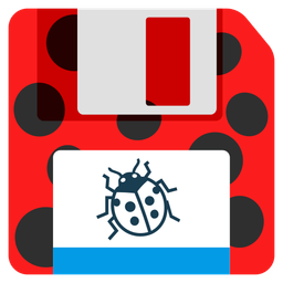 lady beetle and floppy disk