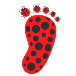 lady beetle and footprints