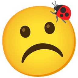 lady beetle and frowning face