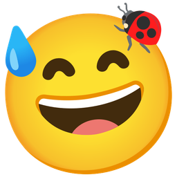 Lady beetle and Grinning face with sweat