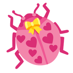 lady beetle and heart with ribbon