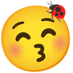 Lady beetle and Kissing face with closed eyes