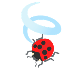 lady beetle and leaf fluttering in wind