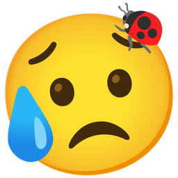 lady beetle and sad but relieved face