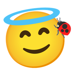 Lady beetle and Smiling face with halo