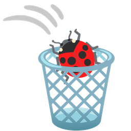 lady beetle and wastebasket