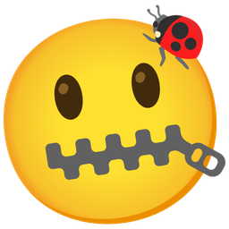 lady beetle and zipper-mouth face