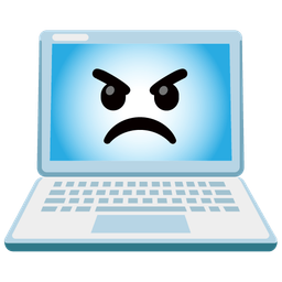 Laptop and Angry face