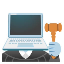 Laptop and Balance scale