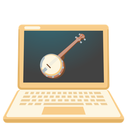 Laptop and Banjo