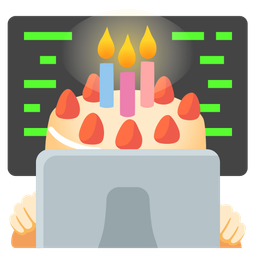 Laptop and Birthday cake