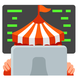 Laptop and Circus tent