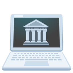 Laptop and Classical building