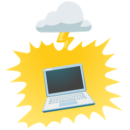 Laptop and Cloud with lightning