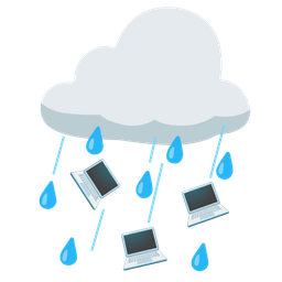 Laptop and Cloud with rain