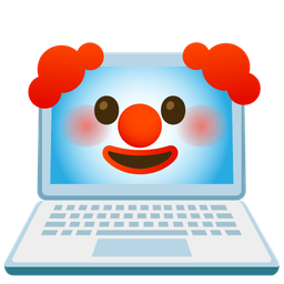 Laptop and Clown face