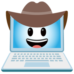 Laptop and Cowboy hat face