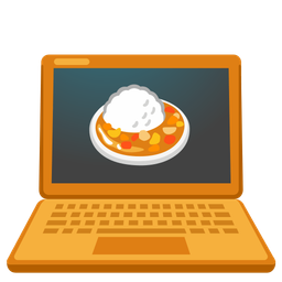 Laptop and Curry rice