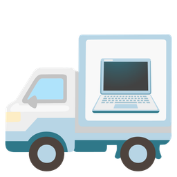Laptop and Delivery truck
