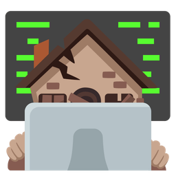 Laptop and Derelict house