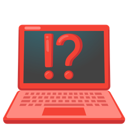 Laptop and Exclamation question mark
