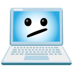 Laptop and Face with diagonal mouth