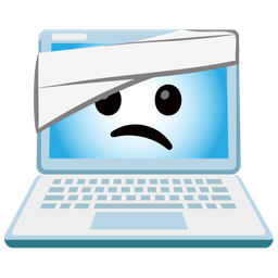 Laptop and Face with head-bandage