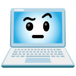 Laptop and Face with raised eyebrow