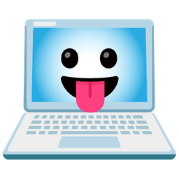 Laptop and Face with tongue