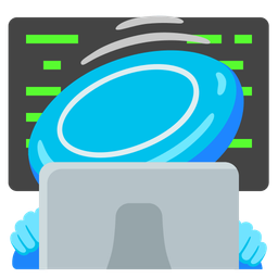 Laptop and Flying disc