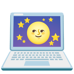 Laptop and Full moon face