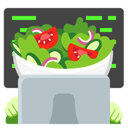 Laptop and Green salad