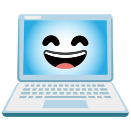 Laptop and Grinning face with smiling eyes