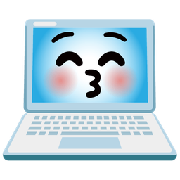 Laptop and Kissing face with closed eyes
