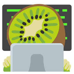 Laptop and Kiwi fruit
