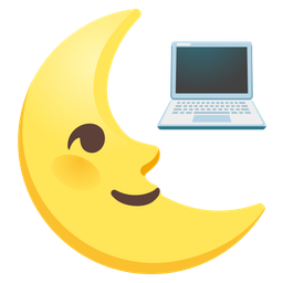 Laptop and Last quarter moon face