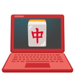 Laptop and Mahjong red dragon