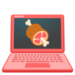 Laptop and Meat on bone
