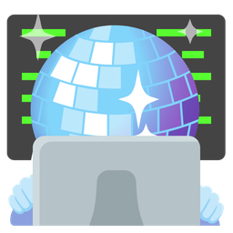 Laptop and Mirror ball