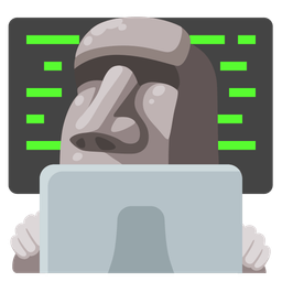 Laptop and Moai