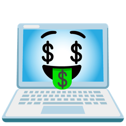 Laptop and Money-mouth face