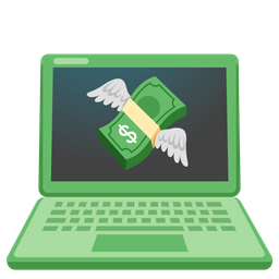 Laptop and Money with wings