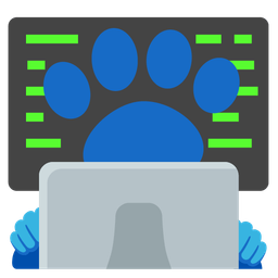 Laptop and Paw prints