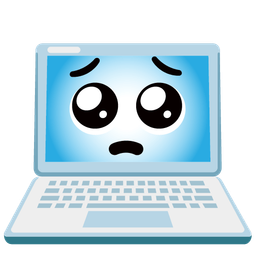 Laptop and Pleading face