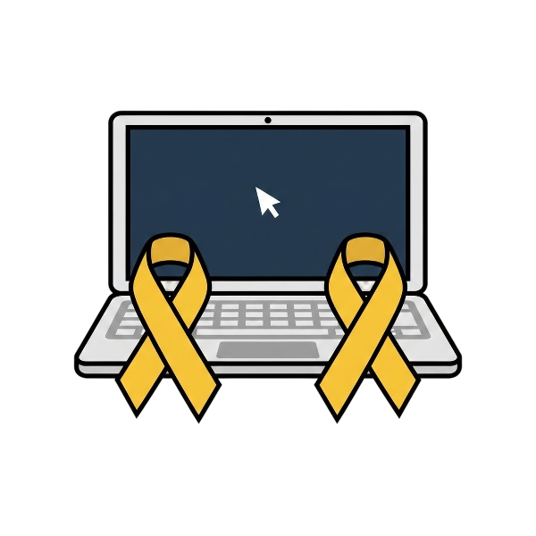 Laptop and Reminder ribbon