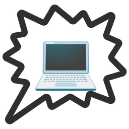 Laptop and Right anger bubble