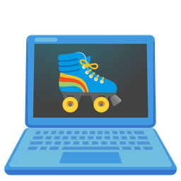 Laptop and Roller skate