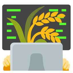 Laptop and Sheaf of rice