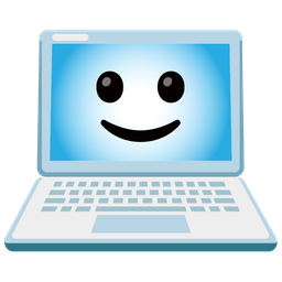 Laptop and Slightly smiling face