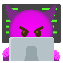 Laptop and Smiling face with horns